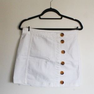White Free People Denim Button Up Skirt